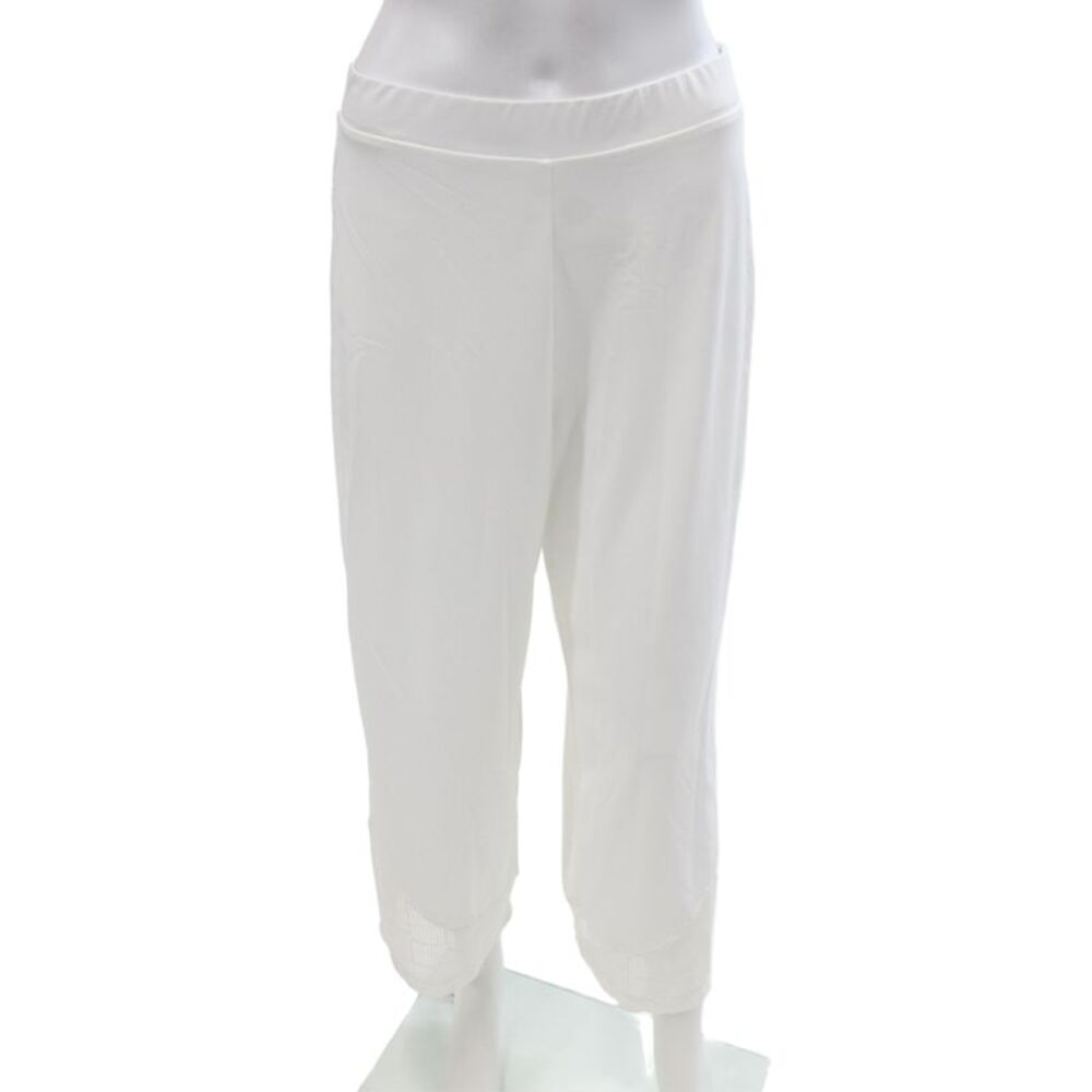 Sympli Women Capri Pants White Pull On Solid Summer Size 6